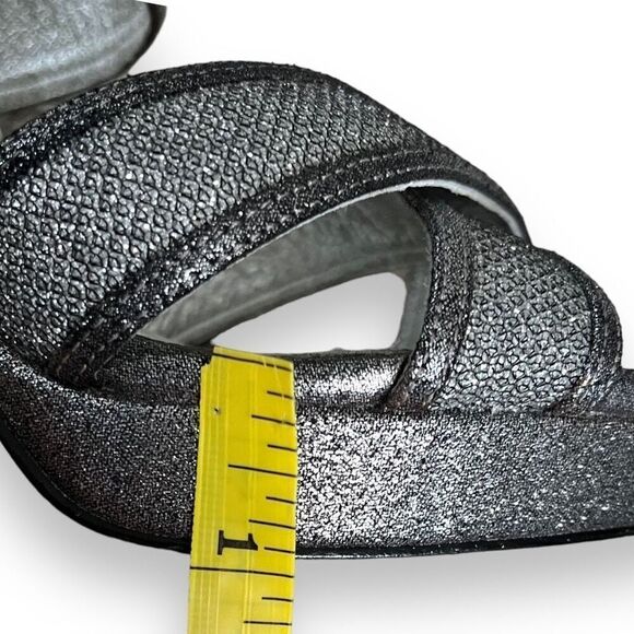 Adrianna Papell 10 silver slate sparkle formal strappy heels platform evening - Picture 12 of 13